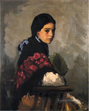  Robert Lienzo - Retrato de niña española Escuela Ashcan Robert Henri